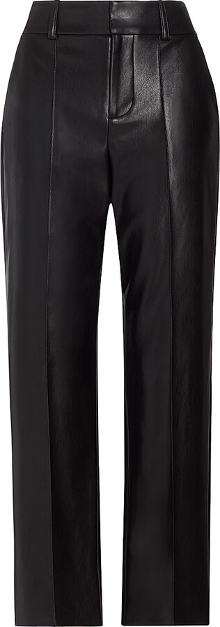 Alice + Olivia Women's Ming Pleated Faux Leather Pants - Black - Size 0