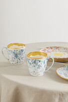 Thumbnail for your product : Coralla Maiuri - Piazza Del Popolo Set Of Two Gold-plated Porcelain Mugs - Jade
