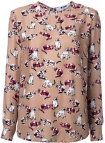 Thumbnail for your product : MSGM Cat Print Long-Sleeve Blouse