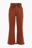 Thumbnail for your product : J Brand Cropped Frayed High-rise Wide-leg Jeans