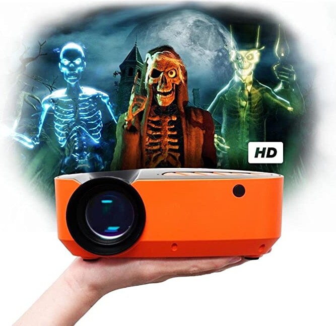 AAXA HP3 Halloween Projector (2022 Model) for Haunted Windows, Holographic Projections, HD 1080p Support LED Portable Projector with 6 Onboard Spectral Illusions Ghosts and wraiths, Built-in Speaker