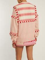 Thumbnail for your product : Dodo Bar Or Emanuelle Fringe Embellished Striped Cotton Top - Womens - Red White