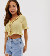 Thumbnail for your product : ASOS DESIGN Petite cropped cardigan with ruffle edges