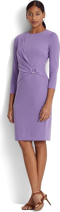 Lauren Ralph Lauren Jersey 3/4 Sleeve Dress (Wisteria) Women's