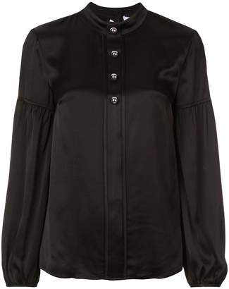 Derek Lam 10 Crosby Long Sleeve Band Collar Blouse with Buttons