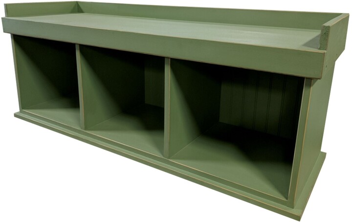 Contemporary Home Living 4' Sage Green Solid Rectangular Bench with ...