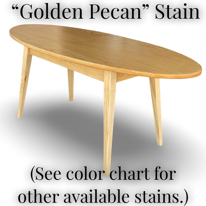 Etsy Mid-Century Modern Oval Coffee Table - Handcrafted Clear Knot-Free Radiata Pine Custom Height Sustainable Solid Wood Choose Your Stain