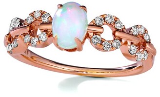 LeVian 14K Rose Gold 0.67 Ct. Tw. Diamond & Opal Half-Eternity Ring