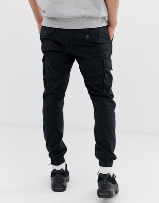 Jack and Jones Intelligence cuffed cargo pants in black - ShopStyle