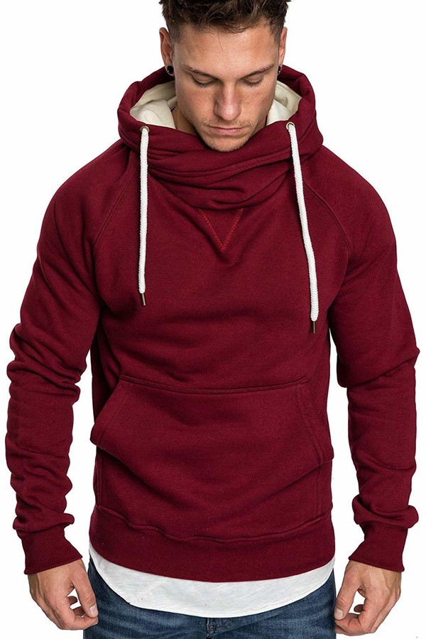 VANVENE Mens Fleece Hooded Sweatshirts Plain Colour Zip Up Jacket Jumper Tops 