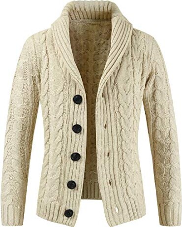 MENHG Men's Cable Knit Cardigan Chunky Knitted Jacket Deep V Neck Shawl  Collar Button Down Knitwear Overcoat Outerwear Men Classic Style Cardigans  Jumper Plain Coloured Pullover Sweater Sweatshirt Top - ShopStyle