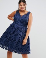 Thumbnail for your product : Chi Chi London Plus Cutwork Lace Prom Dress With Cut Out Back