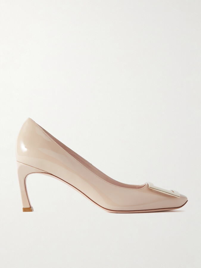 Roger Vivier Belle Vivier Trompette 70 Buckled Patent-leather Pumps - Neutrals