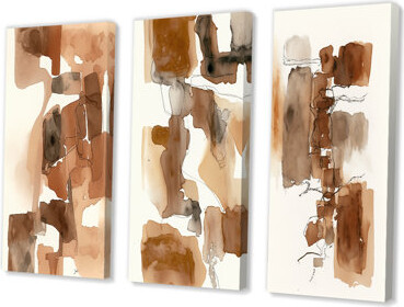 Wrought Studio " Liquid Earth Tones " 3 - Pieces on Canvas