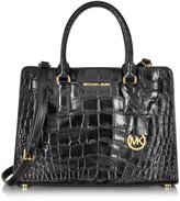 Thumbnail for your product : Michael Kors Dillon Black Embossed Croco Leather EW Satchel