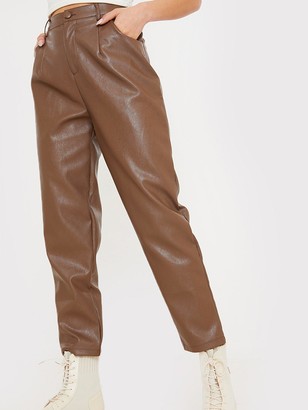 In The Style Naomi Genes Brown Pu Trouser