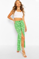 Thumbnail for your product : boohoo Ditsy Floral Button Front Drop Hem Maxi Skirt