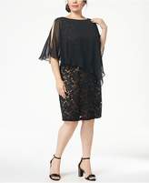 Thumbnail for your product : Connected Plus Size Lace & Chiffon Cape Dress