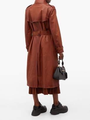 Prada Belted Grained-leather Trench Coat - Womens - Brown