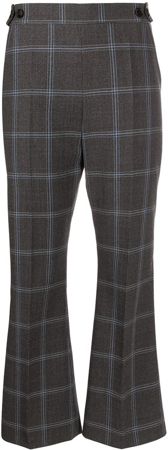 checkered flared trousers