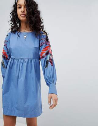 Free People Mini Obsessions Floral Mutton Sleeve Dress