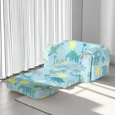 George Oliver Couch - That Fold Out. High Foam Cushions. Linen Upholstery, Pine Wood Frame. Soft Seat, Modern Design. 16.86X23.58X14.94In. 4.54Lb . Blue Covered. 2,