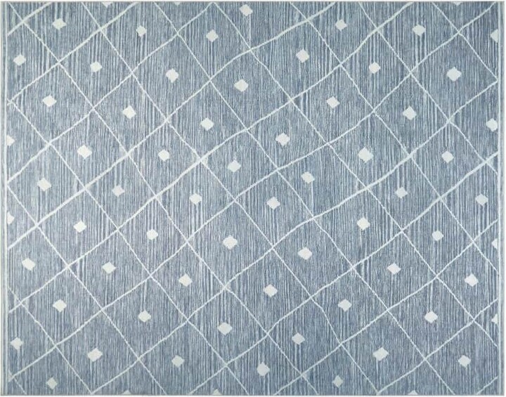 Wyatt & Ash Seta Printed Chenille Blue 9 ft. x 12 ft. Polyester Area Rug