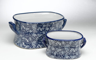 AA Importing Calico Design 2-Piece Pot Planter Set