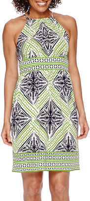London Times London Style Collection Sleeveless Printed Fit-and-Flare Dress