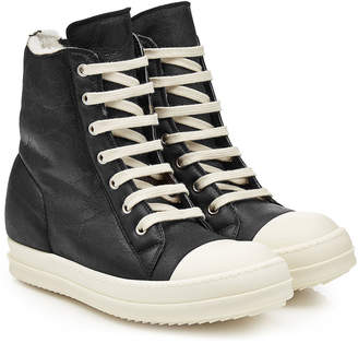 Rick Owens Leather High-Top Sneakers with Sheepskin Lining