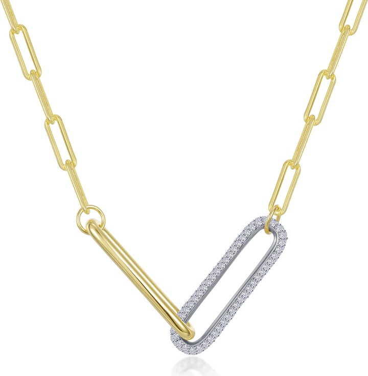 Lafonn Two-Tone Simulated Diamond Paper Clip Necklace