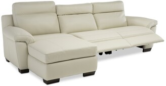 Pc Leather Chaise Sectional Sofa, Leather Sectional Sofa With Chaise 2 Power Recliners And Articulating Headrests