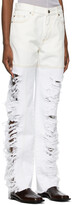 Thumbnail for your product : Peter Do White Asymmetric Combo Rip Jeans