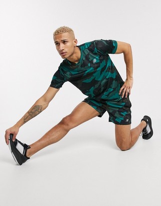 New Balance Running Accelerate t-shirt in green camo print