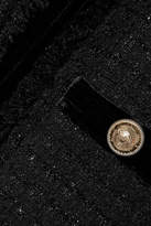 Thumbnail for your product : Balmain Velvet-trimmed Metallic Tweed Blazer - Black