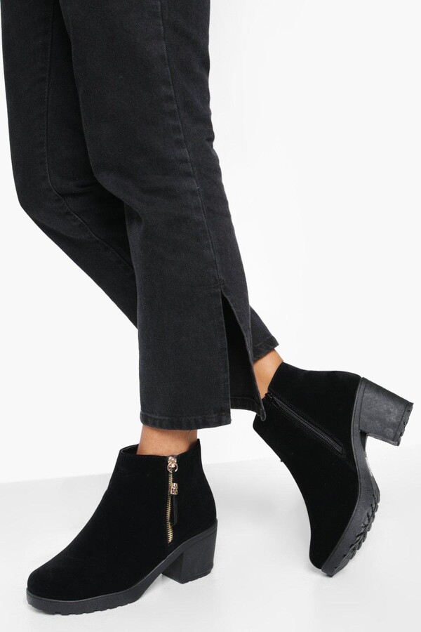 chunky cleated heel chelsea boots