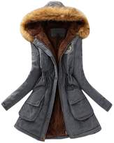 Thumbnail for your product : HGWXX7 Women's Winter Warm Long Coat Faux Fur Collar Slim Hooded Jacket Parkas Outwear(,L)