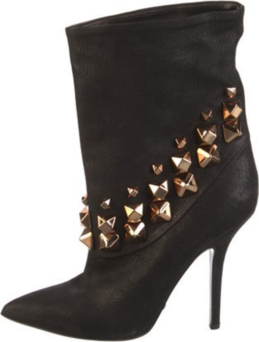 Grey Mer Greymer Leather Mid-Calf Boots Black Pointed-Toes Unfortunately, due to restrictions, this item may not be eligible for shipping in all areas.