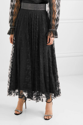 Christopher Kane Crystal-embellished Pleated Lace Midi Skirt - Black
