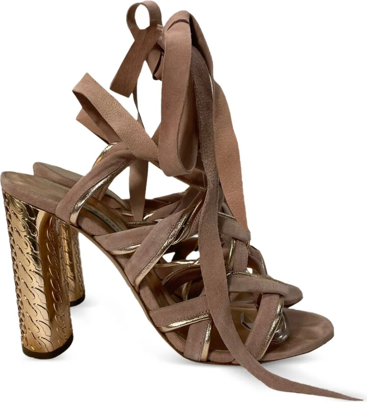 Casadei Vintage Textured-Heel Heeled Sandals