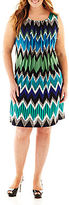 Thumbnail for your product : JCPenney Perceptions Sleeveless Chevron Print Dress - Plus