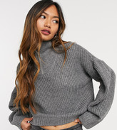 Thumbnail for your product : NATIVE YOUTH relaxed crop knitted jumper with half zip high neck