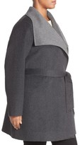 Thumbnail for your product : Tahari Plus Size Women's 'Ella' Belted Two-Tone Wool Blend Wrap Coat