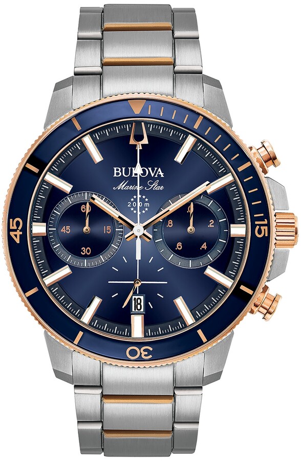 Bulova Men's Chronograph Marine Star Two-Tone Stainless Steel Bracelet Watch 45mm