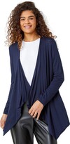 Thumbnail for your product : Roman Originals Waterfall Cardigan for Women UK - Ladies Open Front Cardi Smart Casual Edge to Edge Daytime Everyday Summer Autumn Knitted Knitwear Long Sleeve Fashionable - Navy - Size 16