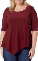 Thumbnail for your product : Star Vixen Women's Plus-Size 3/4 Sleeve Hanky Hem Stretch Tunic Top