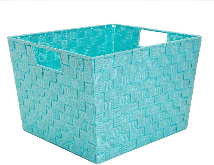 Simplify 13 in. D x 10 in. H x 15 in. W Blue Plastic Cube Storage Bin