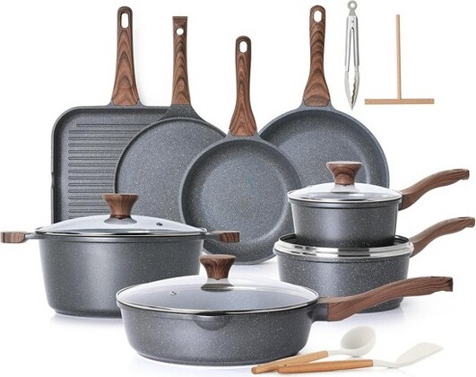 Itopfox23-PieceNonstickCookwareSetwithSwissGraniteCoating,HealthyKitchenPotsandPans,Stay-CoolHandlesforEasyCooking