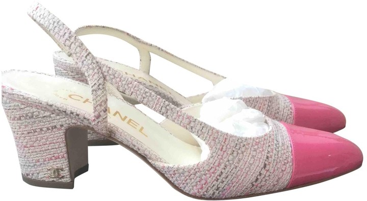 Chanel Slingback Pink Tweed Heels
