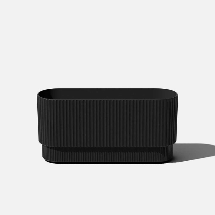 Veradek Demi Extra Large Black Plastic Rectangular Long Planter with Drainage Holes (10 in. L x 30 in. W x 14.25 in. H)